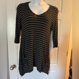 Black and Silver Striped Women's Top